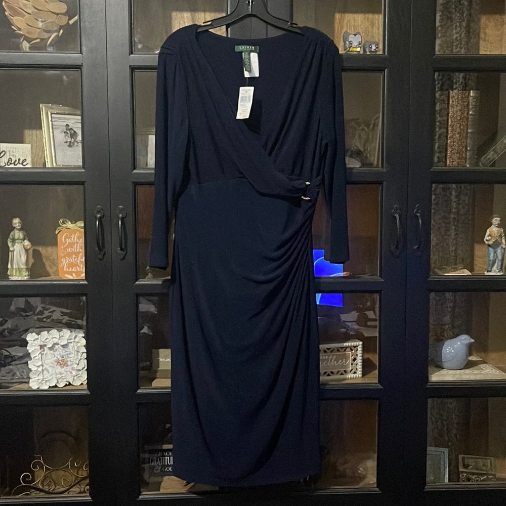 Womens Ralph Lauren navy dress - size 14